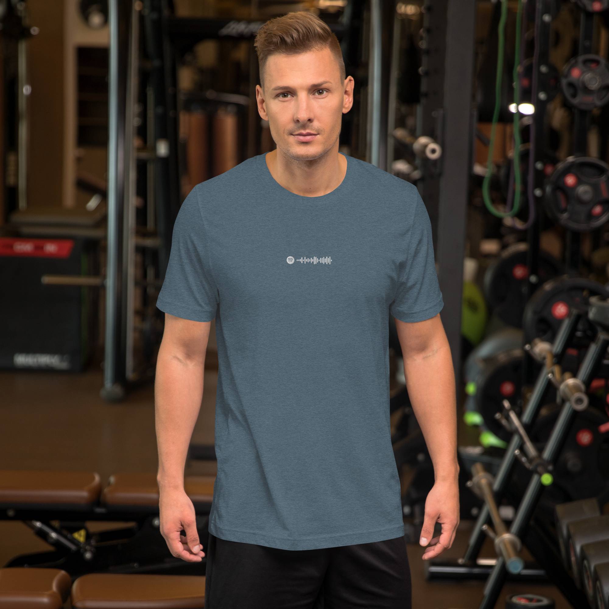 Dark grey unisex tshirt with custom music code