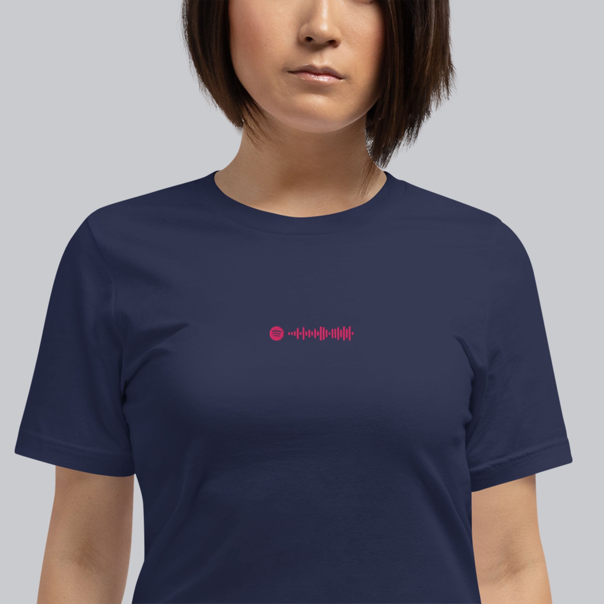 Navy unisex tshirt with custom music code