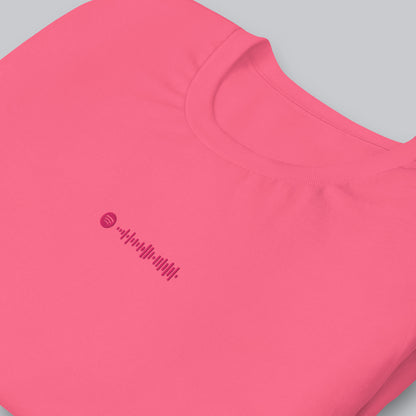 Pink Tshirt with embroidered custom music code