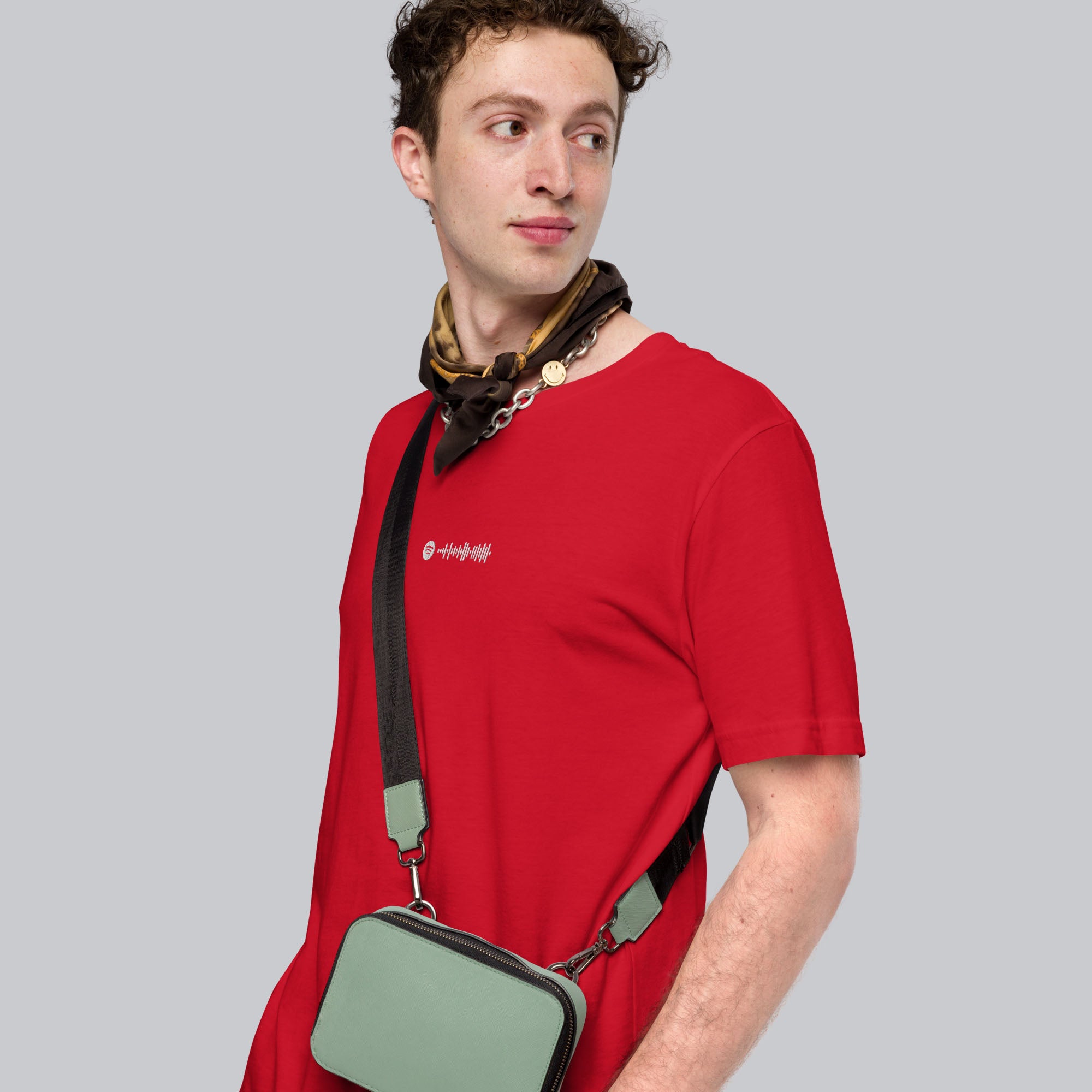 Red Tshirt with embroidered custom music code