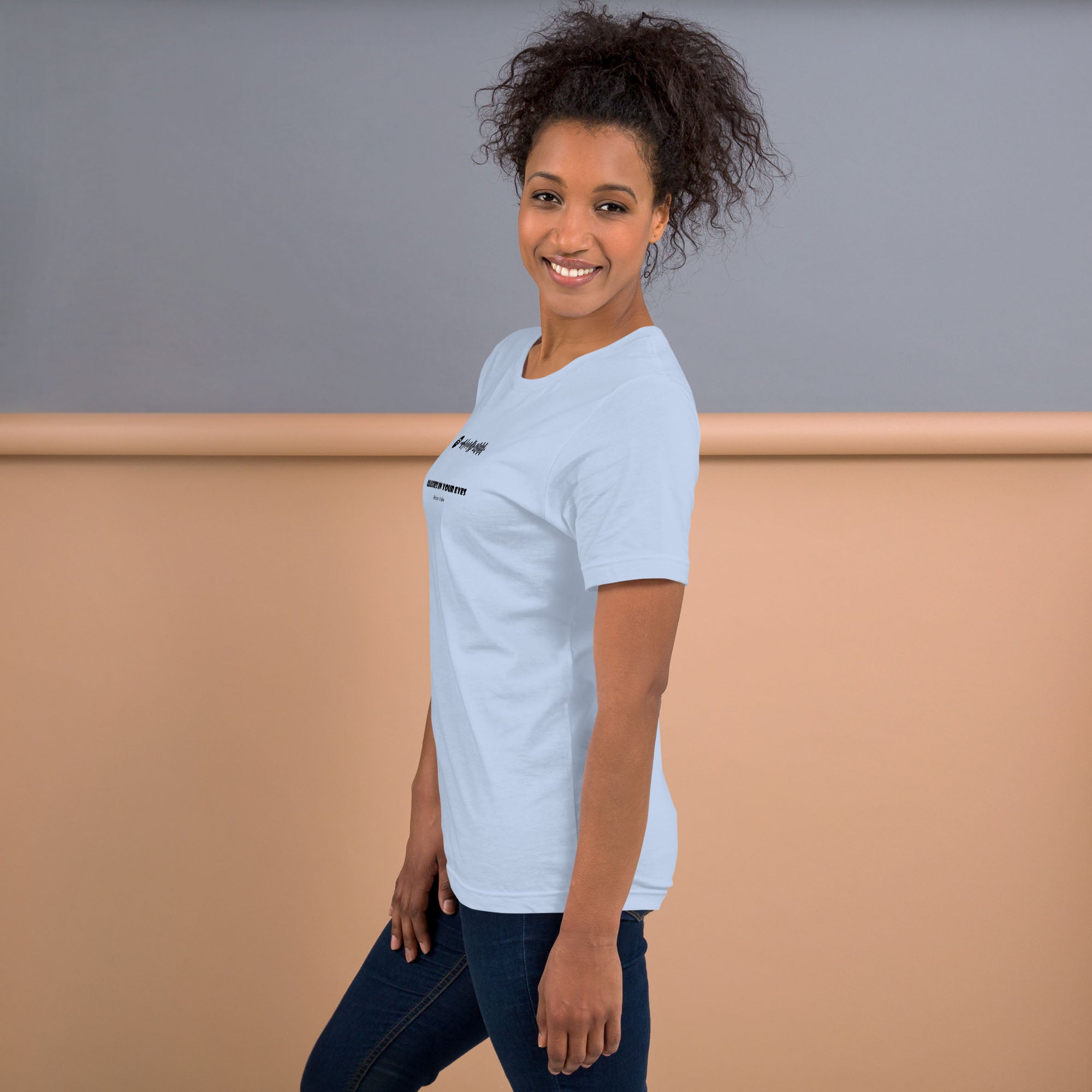Baby blue Tshirt with printed custom music code and text