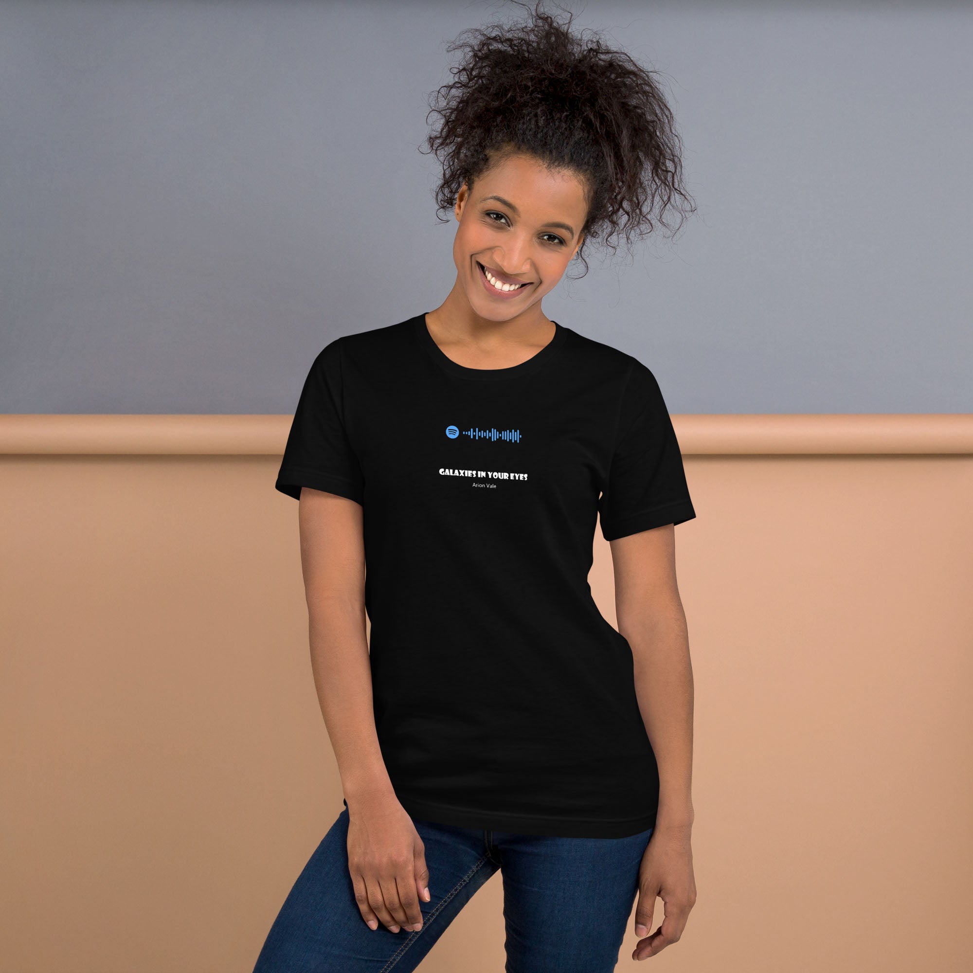 Black Tshirt with printed custom music code and text