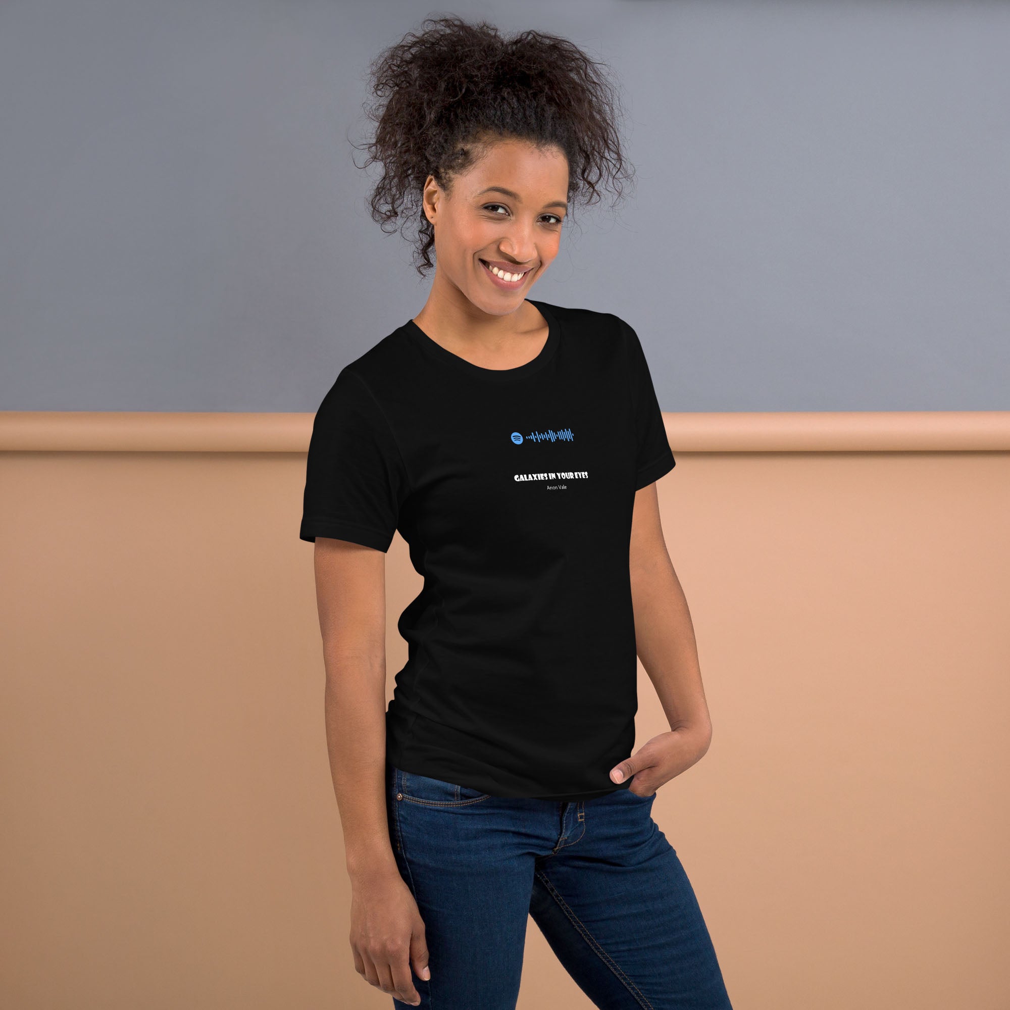 Black Tshirt with printed custom music code and text