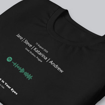 Black Tshirt with printed custom music code and text
