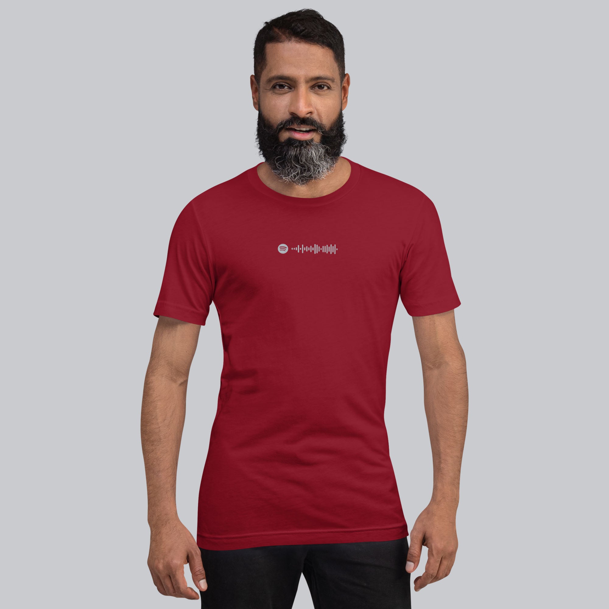 Bordeaux Tshirt with printed custom music code and text