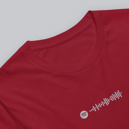 Bordeaux Tshirt with printed custom music code and text