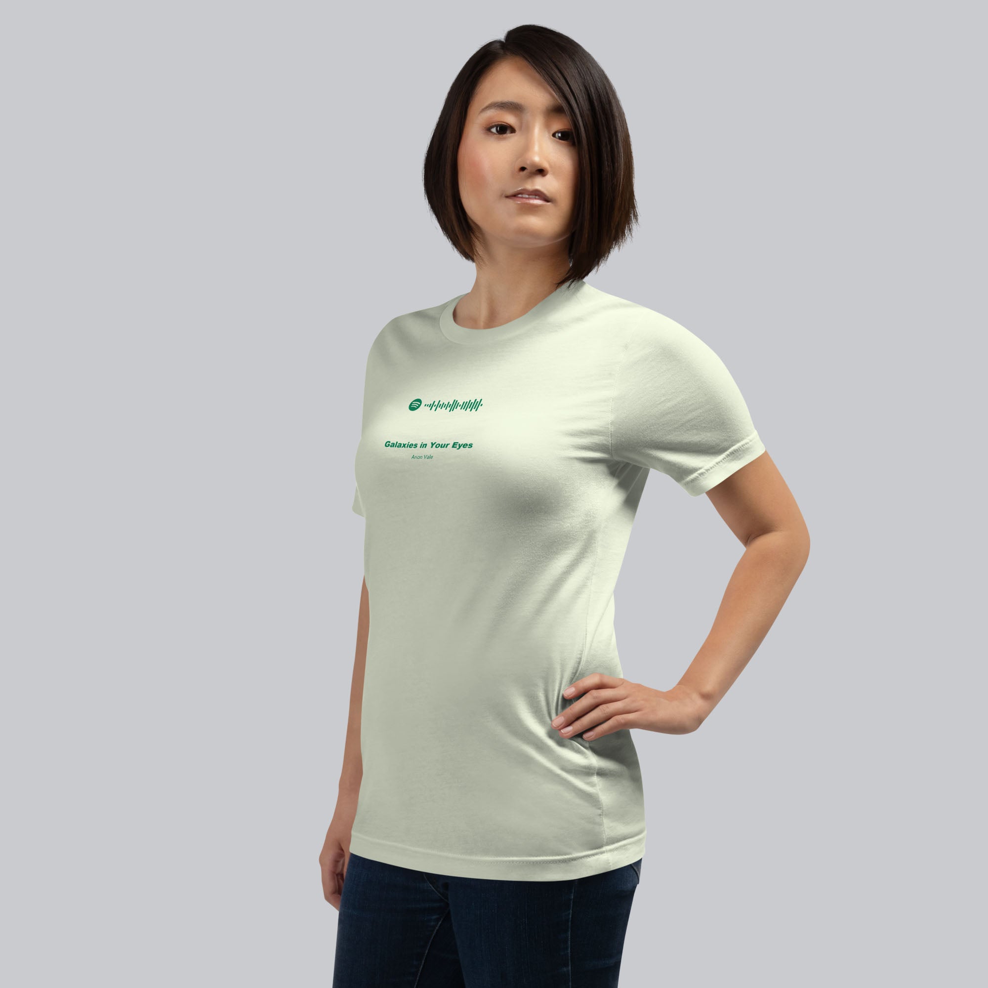 Light yellow Tshirt with printed custom music code and text