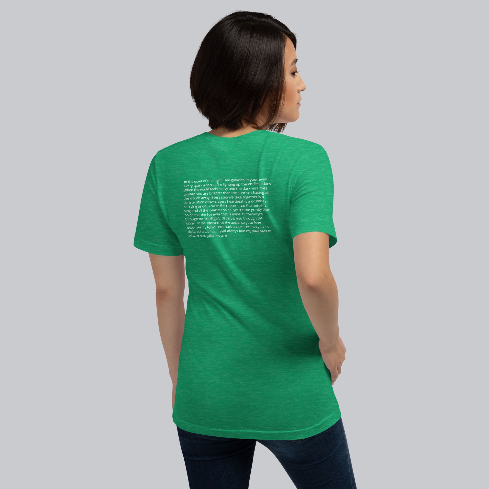 Green Tshirt with printed custom music code and text
