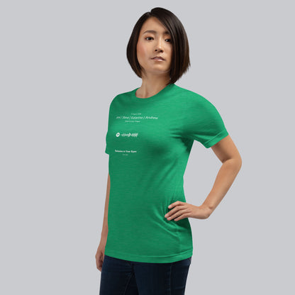 Green Tshirt with printed custom music code and text