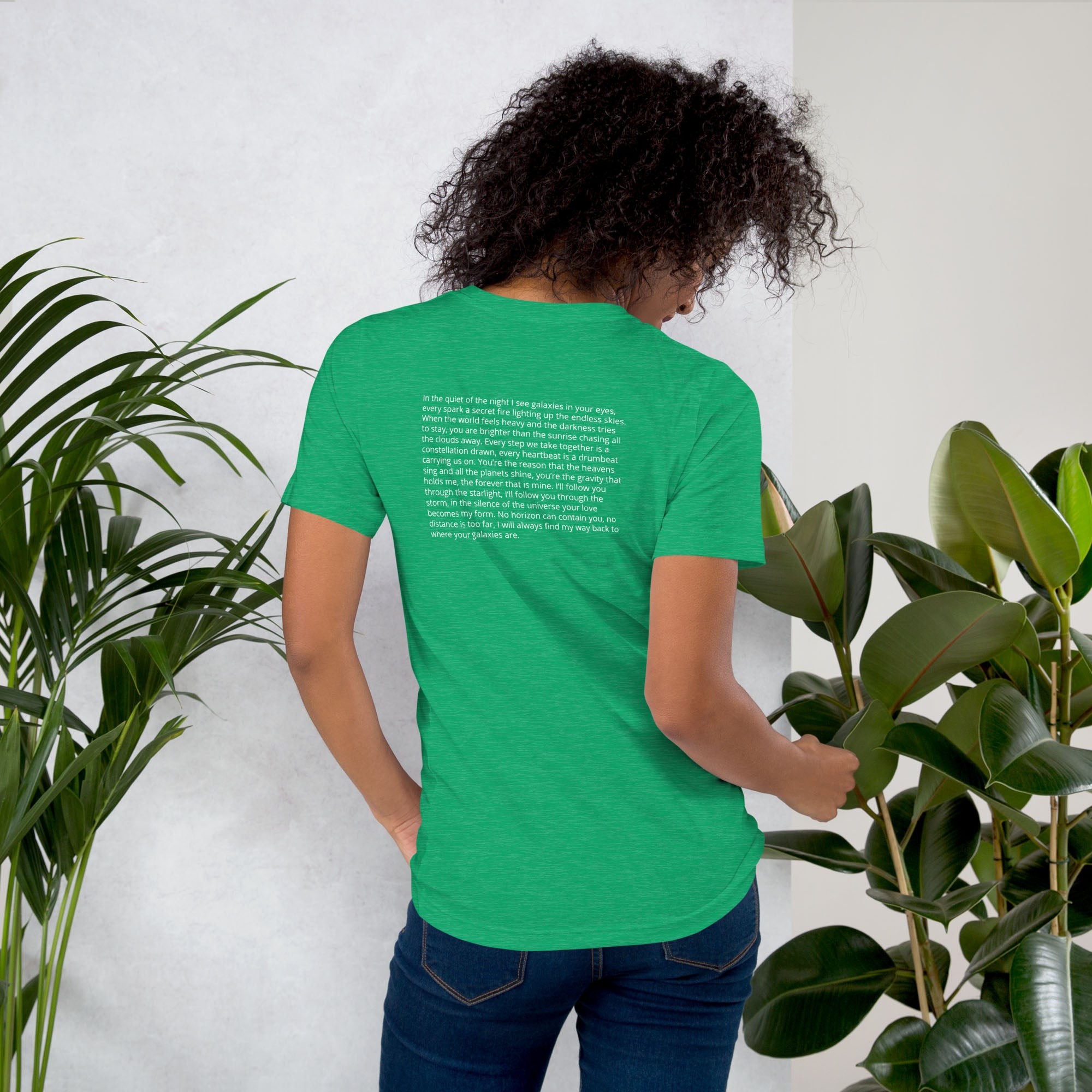 Green Tshirt with printed custom music code and text