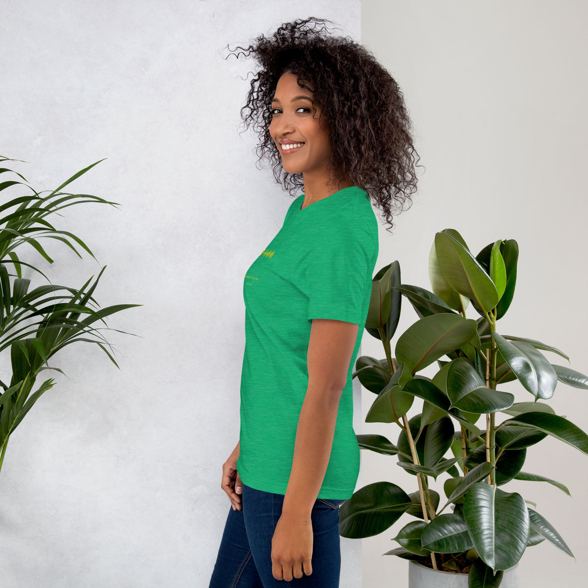 Green Tshirt with printed custom music code and text