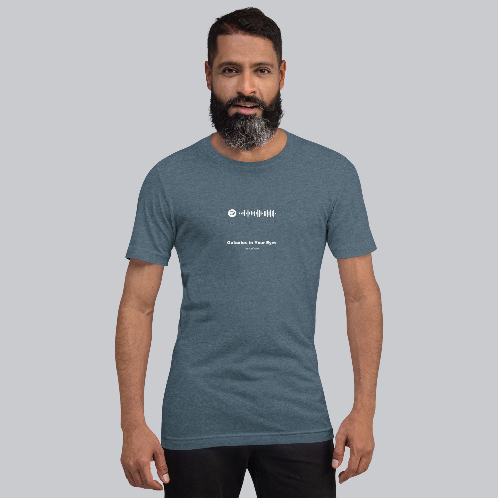Dark grey Tshirt with printed custom music code and text