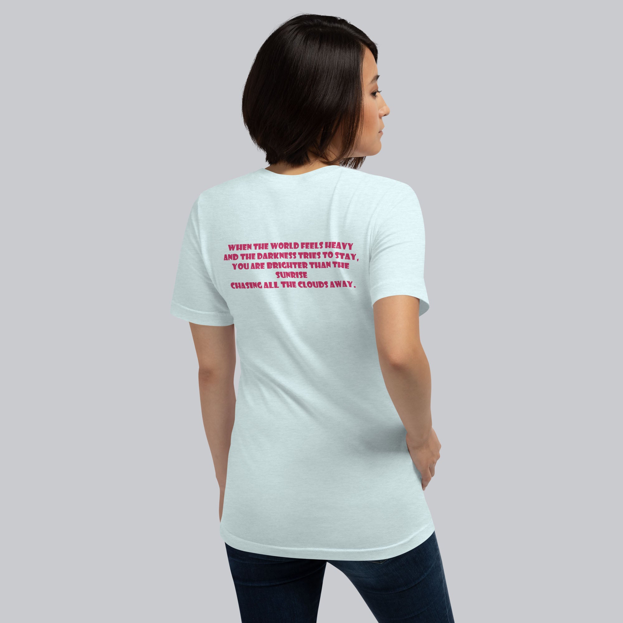 Light blue Tshirt with printed custom music code and text