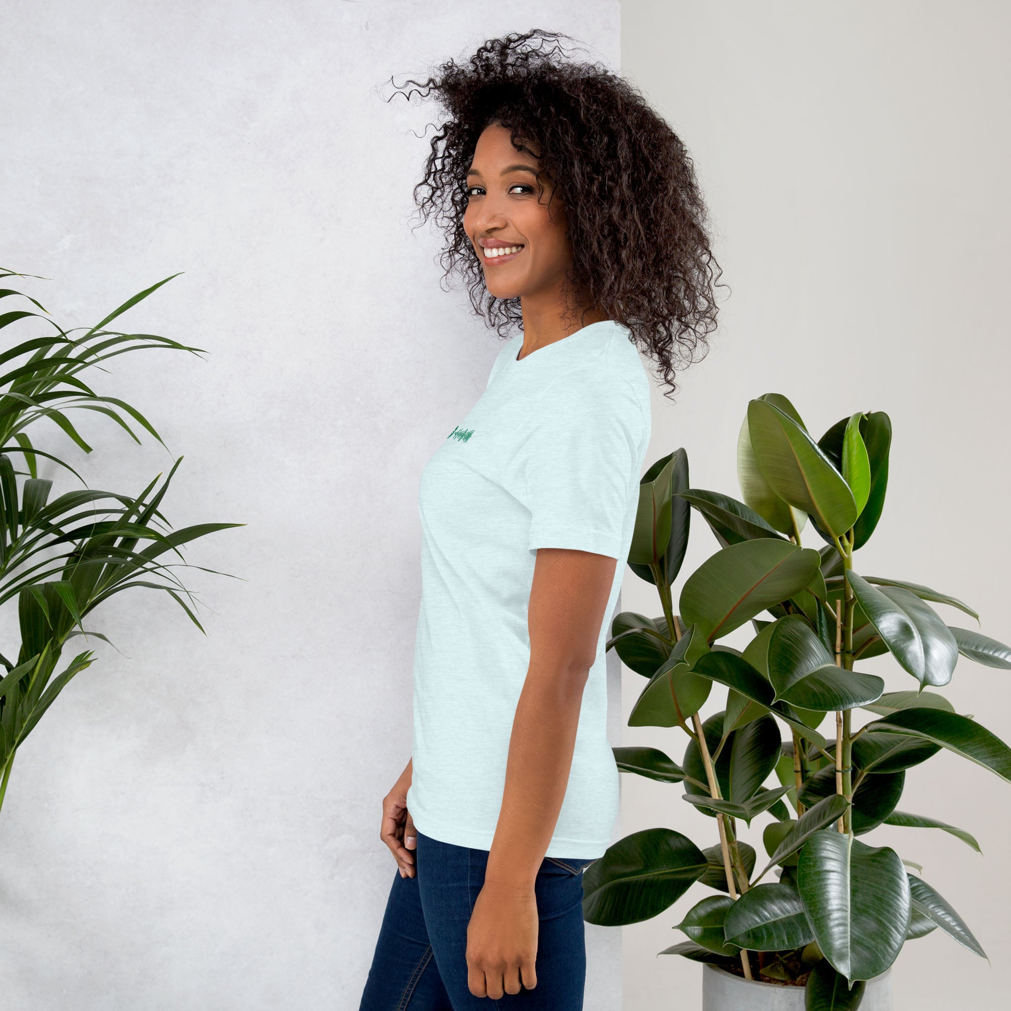 Light blue Tshirt with printed custom music code and text