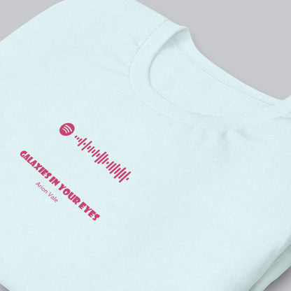 Light blue Tshirt with printed custom music code and text