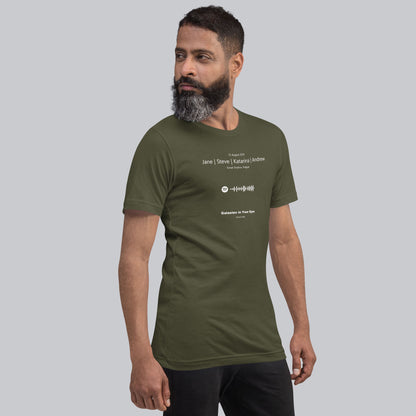 Military green Tshirt with printed custom music code and text