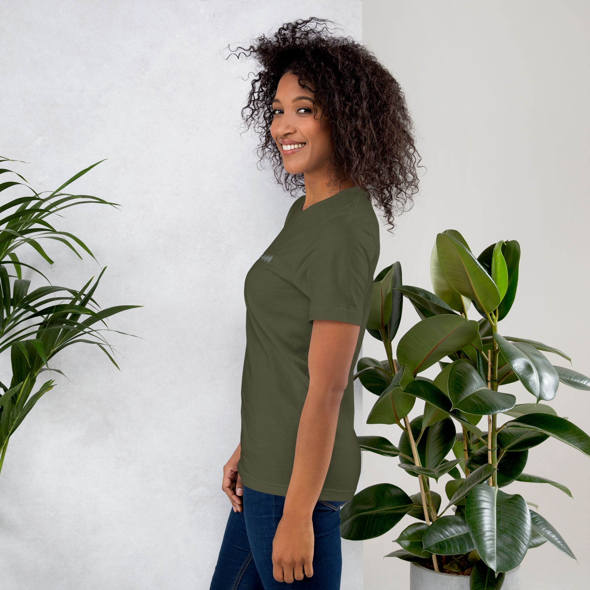 Military green Tshirt with printed custom music code and text