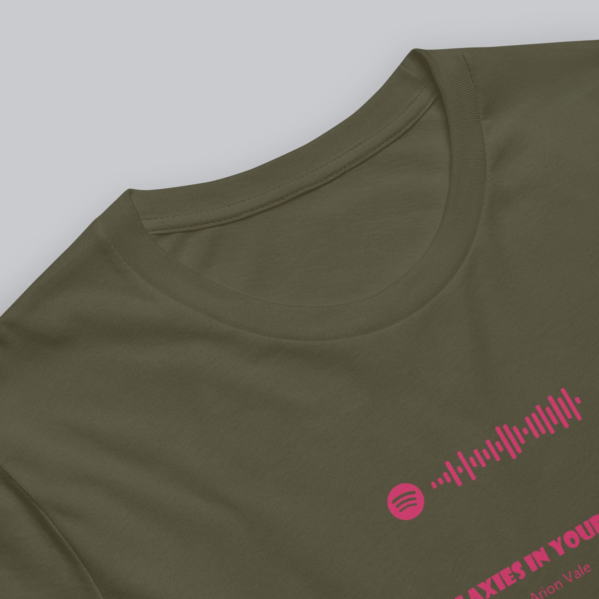 Military green Tshirt with printed custom music code and text