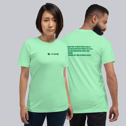 Mint Tshirt with printed custom music code and text