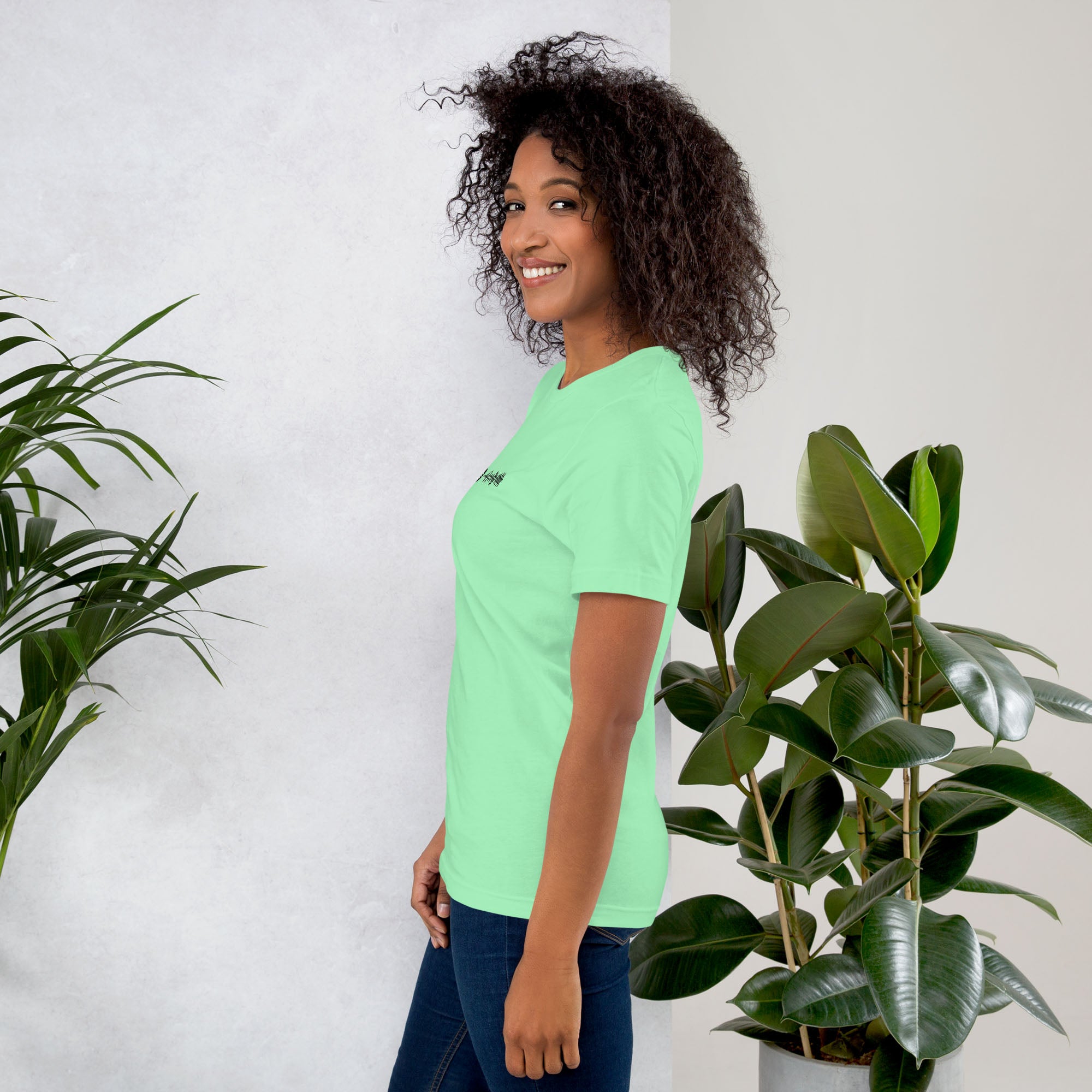Mint Tshirt with printed custom music code and text