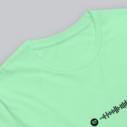Mint Tshirt with printed custom music code and text