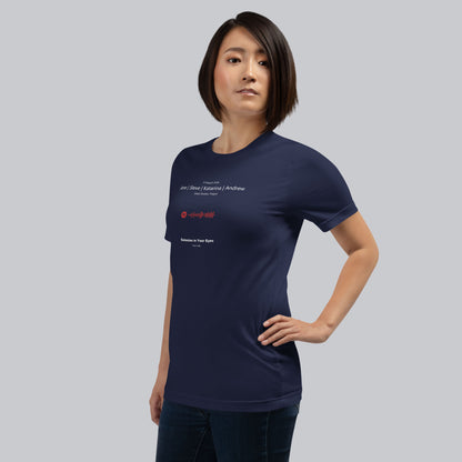 Navy Tshirt with printed custom music code and text