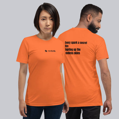 Orange Tshirt with printed custom music code and text