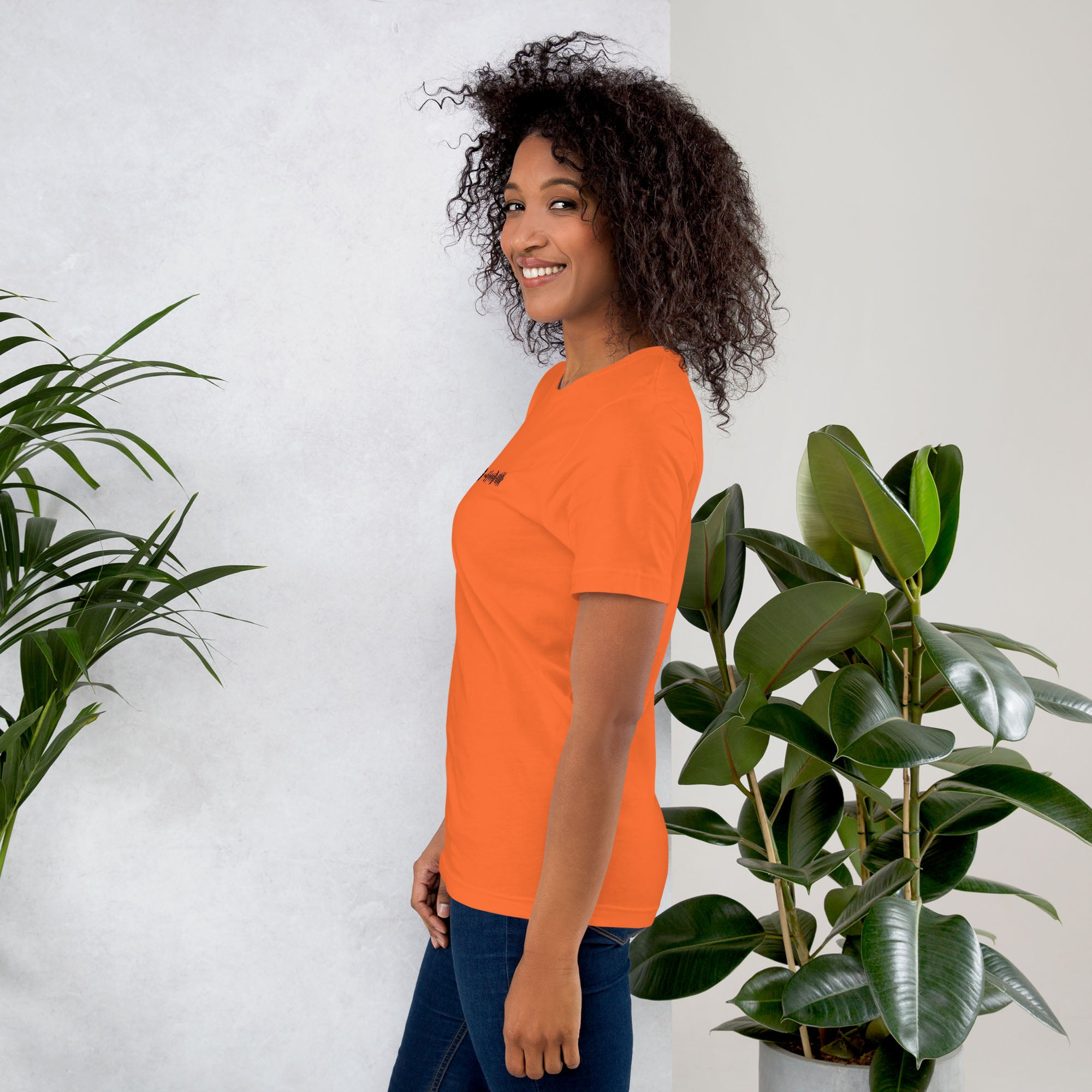 Orange Tshirt with printed custom music code and text