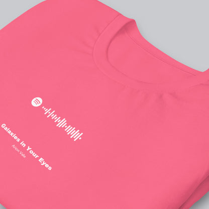 Pink Tshirt with printed custom music code and text