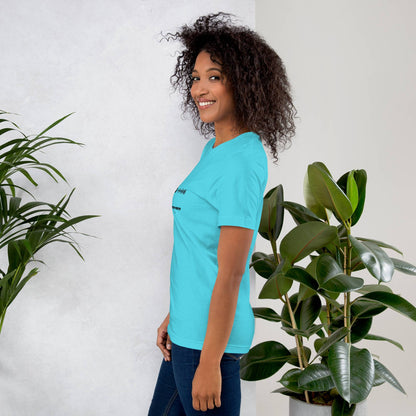 Turquoise Tshirt with printed custom music code and text