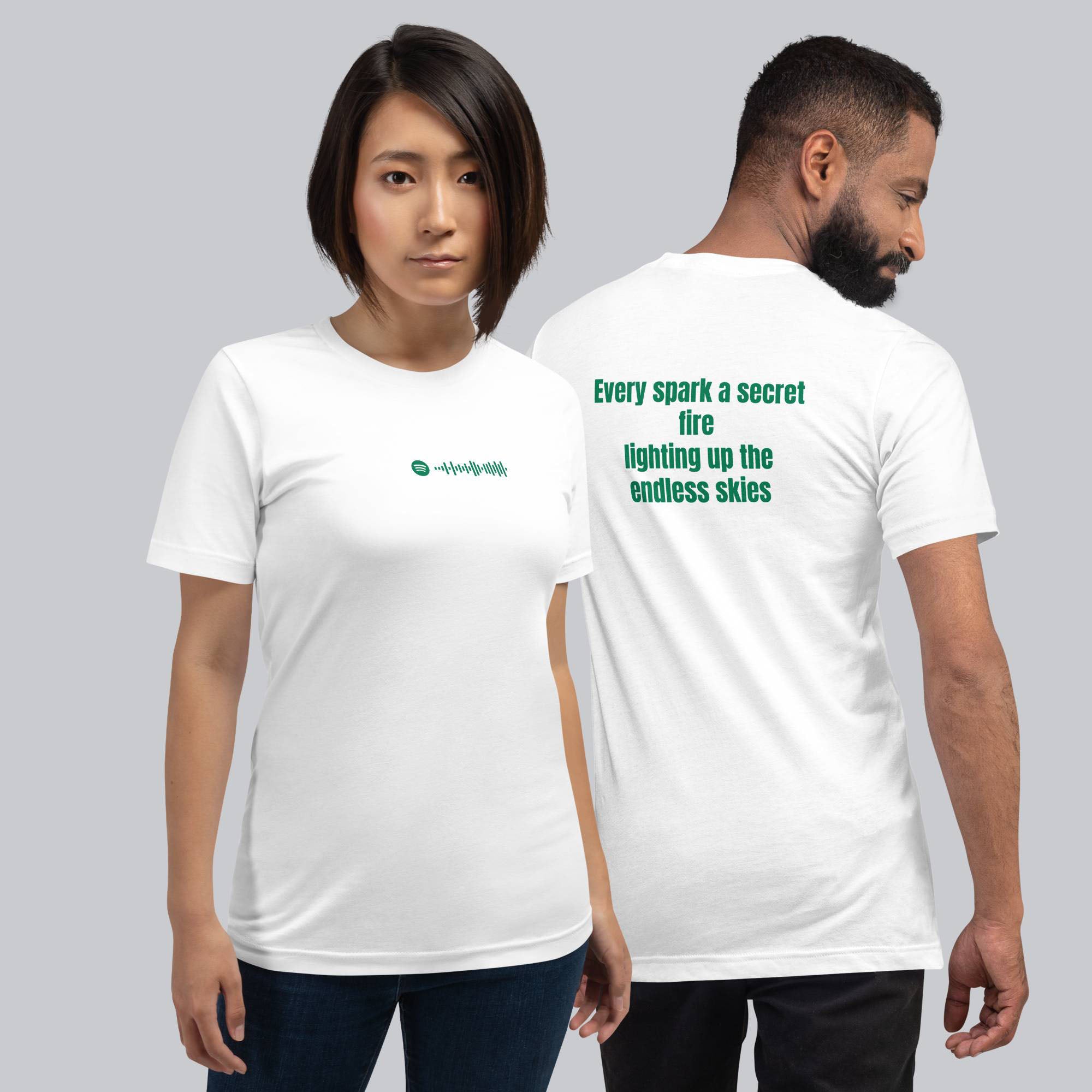 White Tshirt with printed custom music code and text#color_white