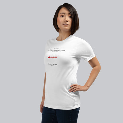 White Tshirt with printed custom music code and text