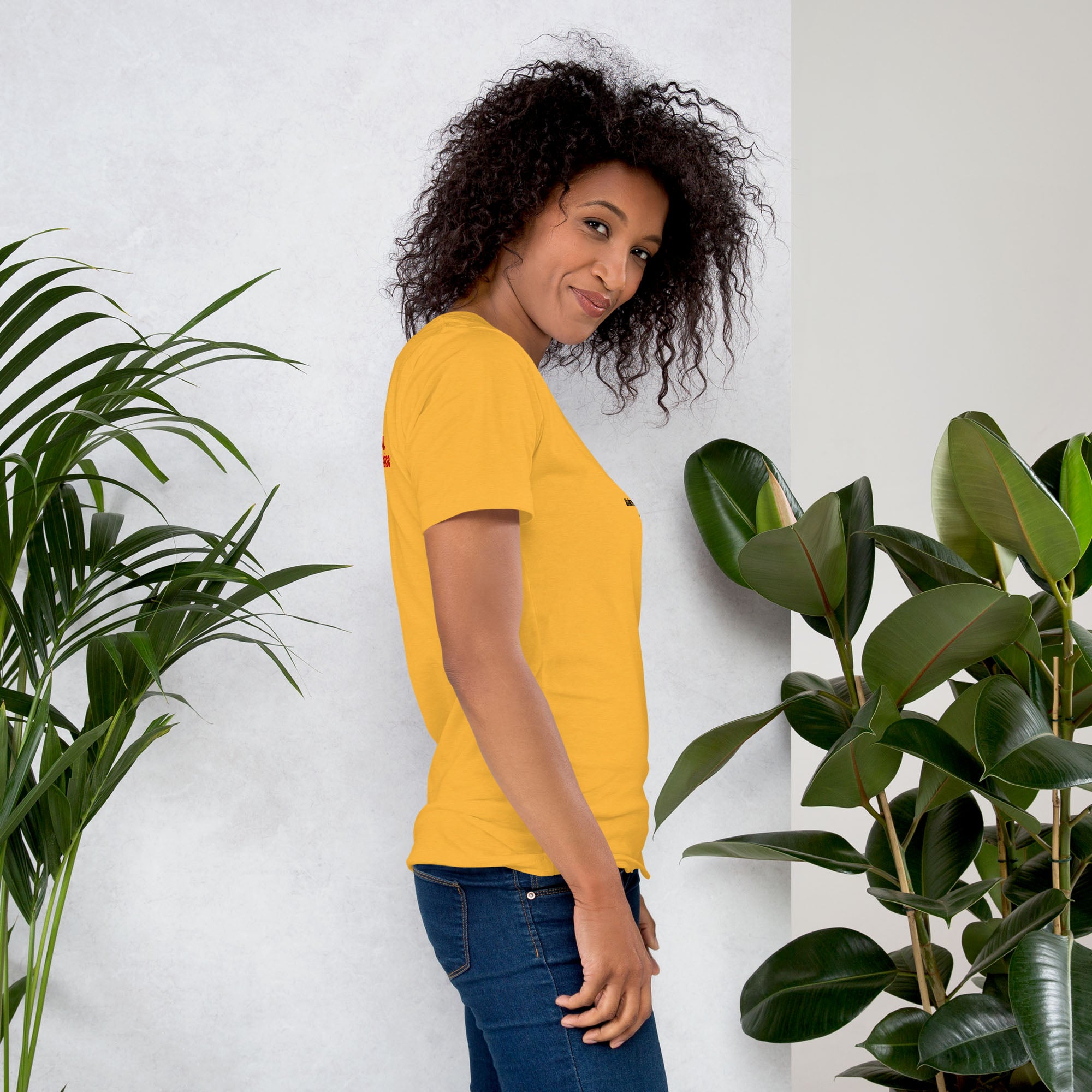 Yellow Tshirt with printed custom music code and text