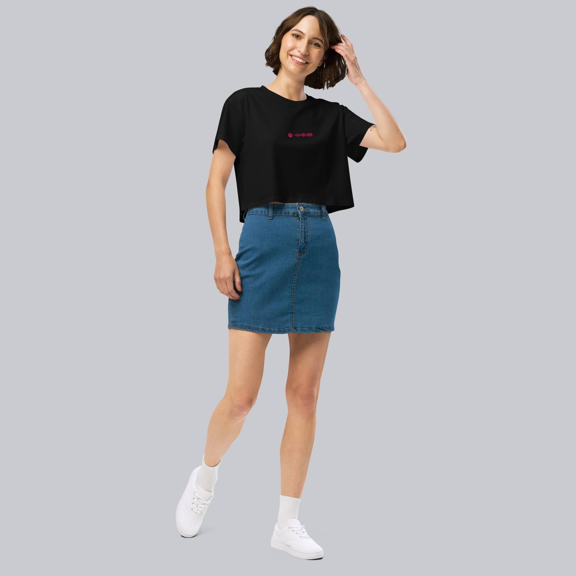 Black Crop Top tshirt with custom Music Code