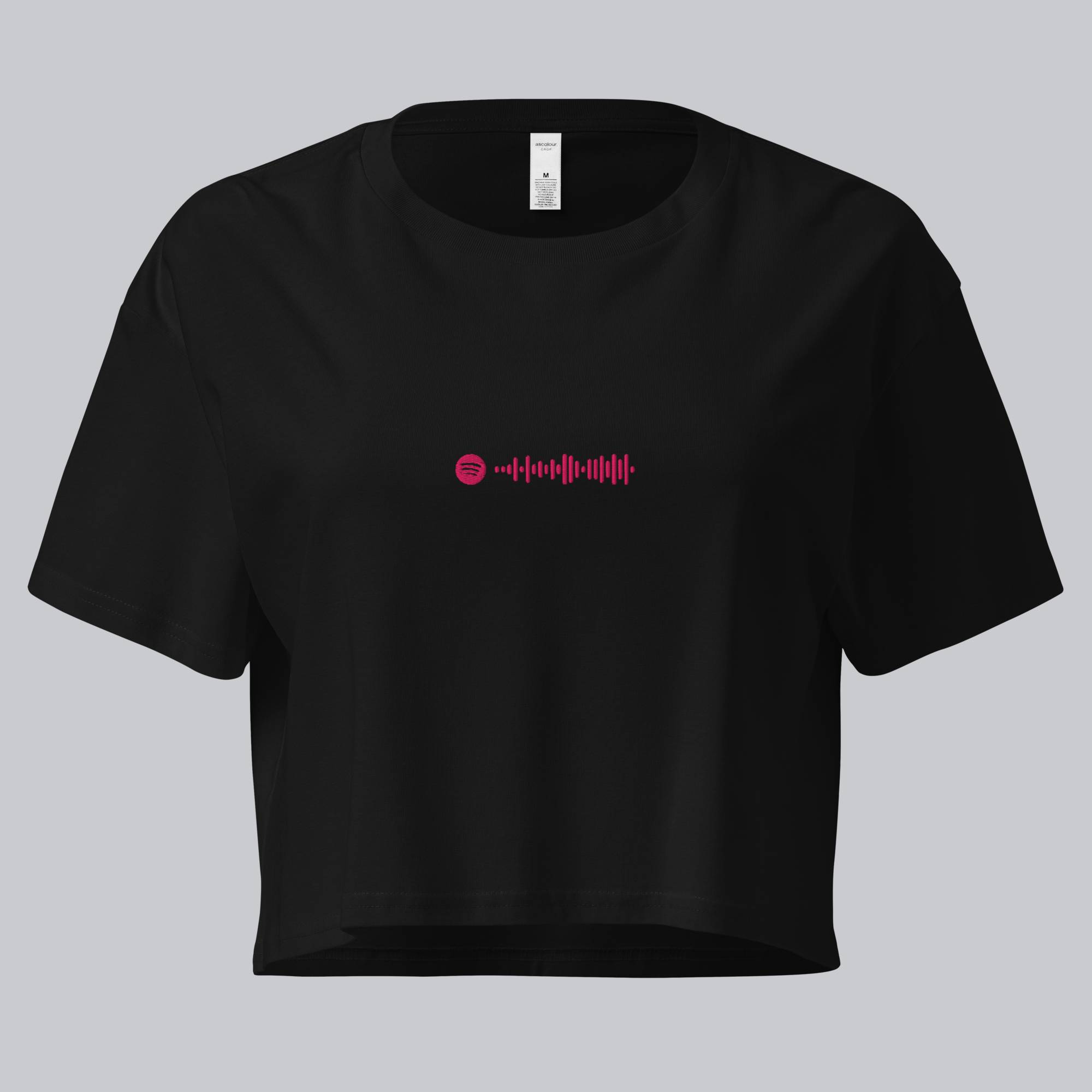 Black Crop Top tshirt with custom Music Code