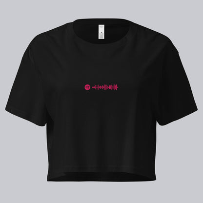 Black Crop Top tshirt with custom Music Code