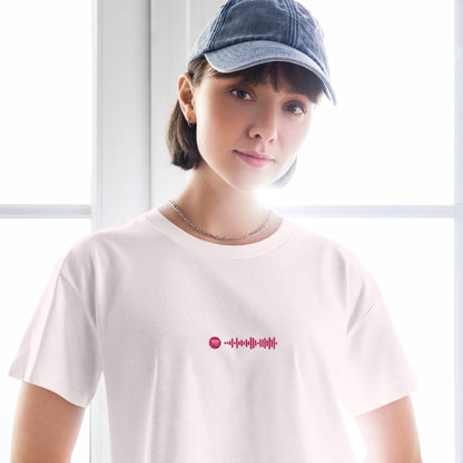 Light Pink Crop Top tshirt with custom Music Code