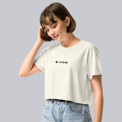 Light yellow Crop Top tshirt with custom Music Code
