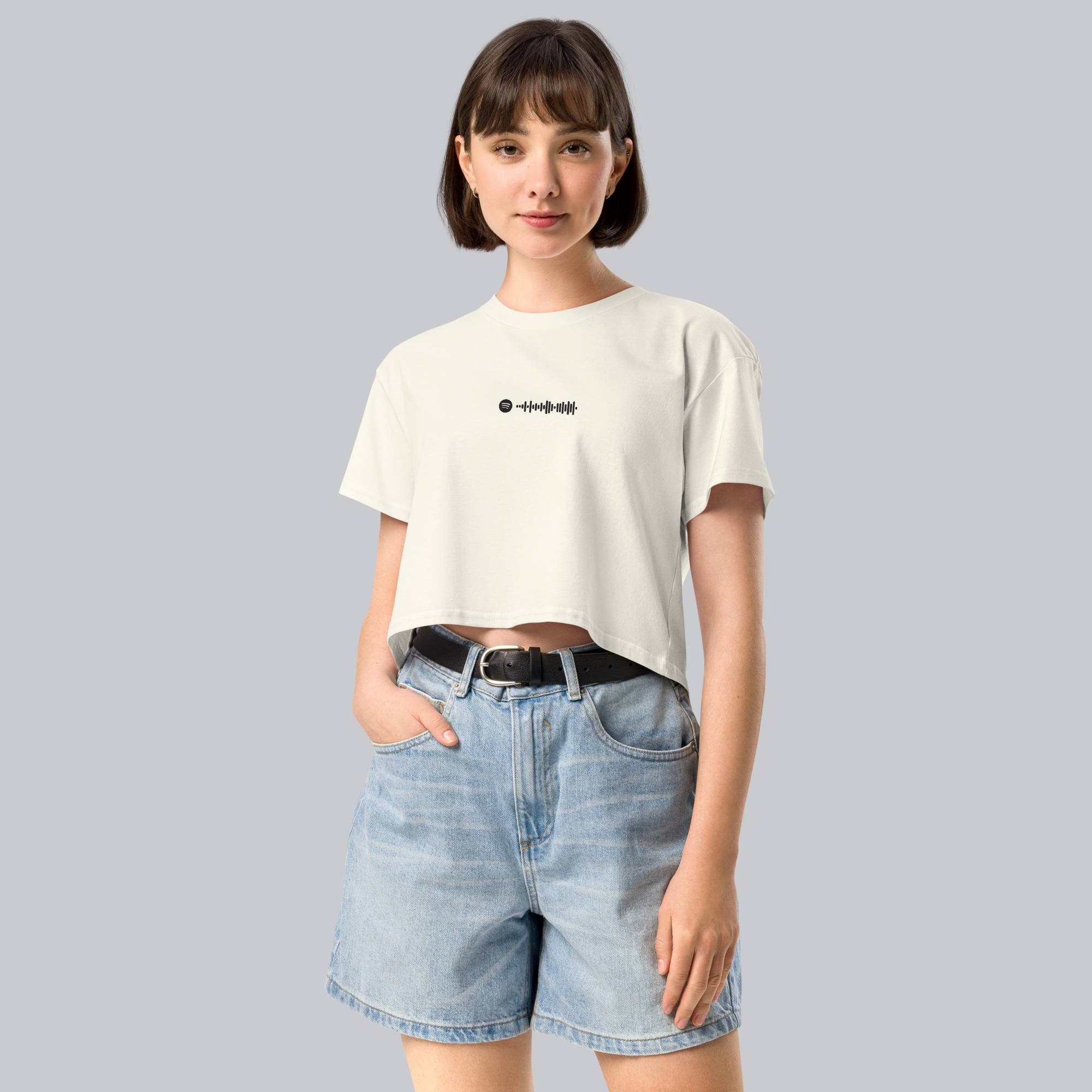 Light yellow Crop Top tshirt with custom Music Code