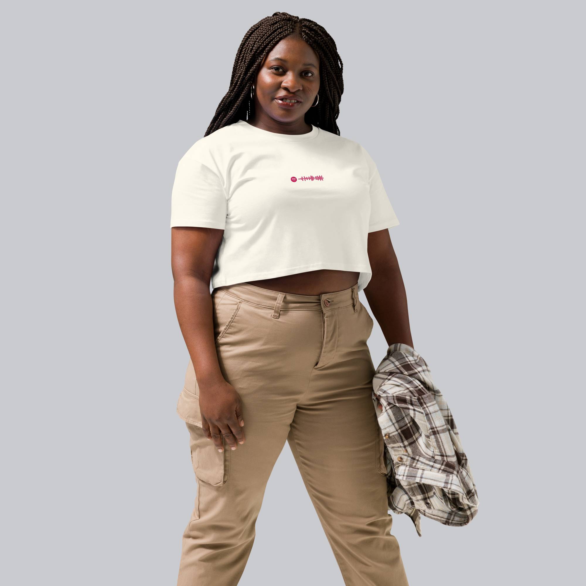 Light yellow Crop Top tshirt with custom Music Code