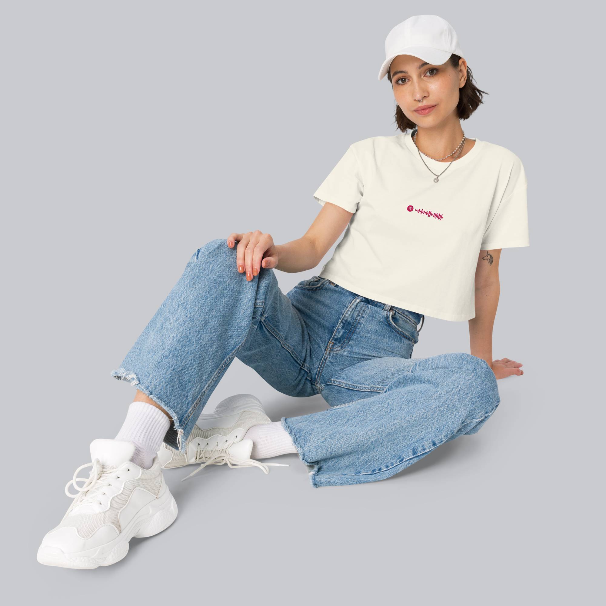 Light yellow Crop Top tshirt with custom Music Code