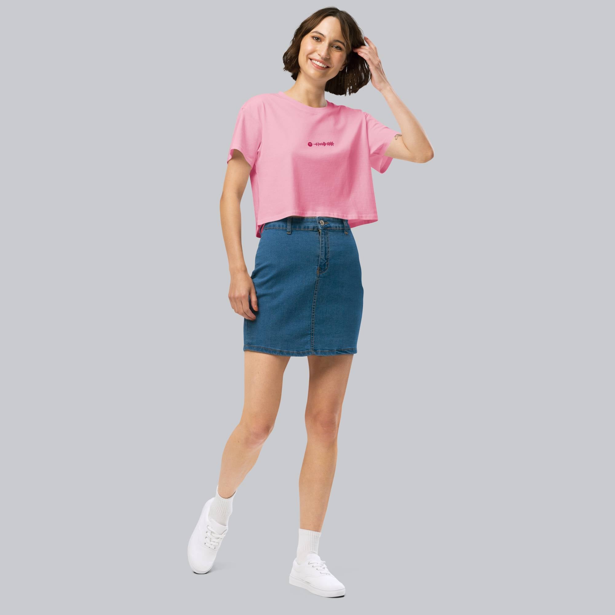 Pink Crop Top tshirt with custom Music Code