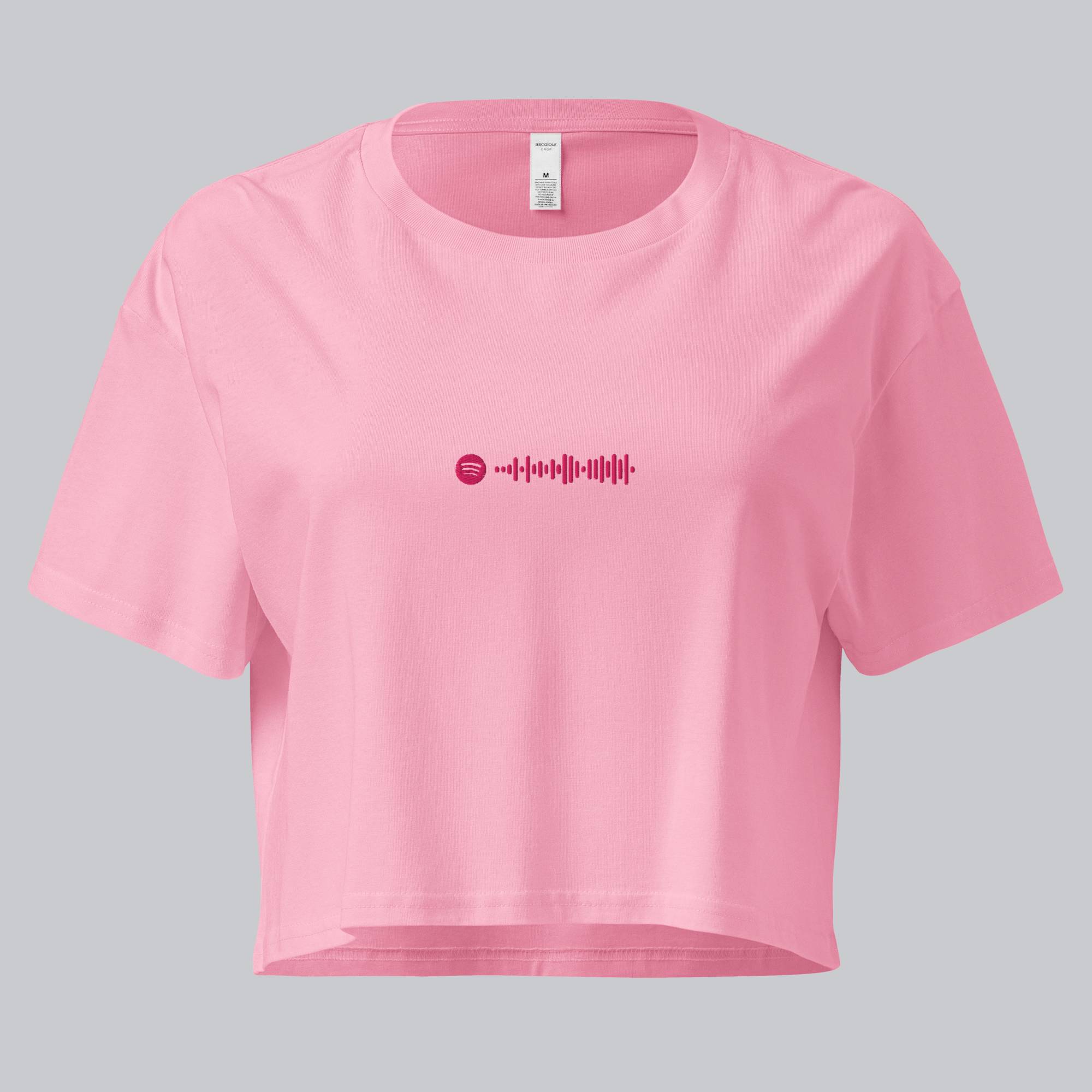 Pink Crop Top tshirt with custom Music Code
