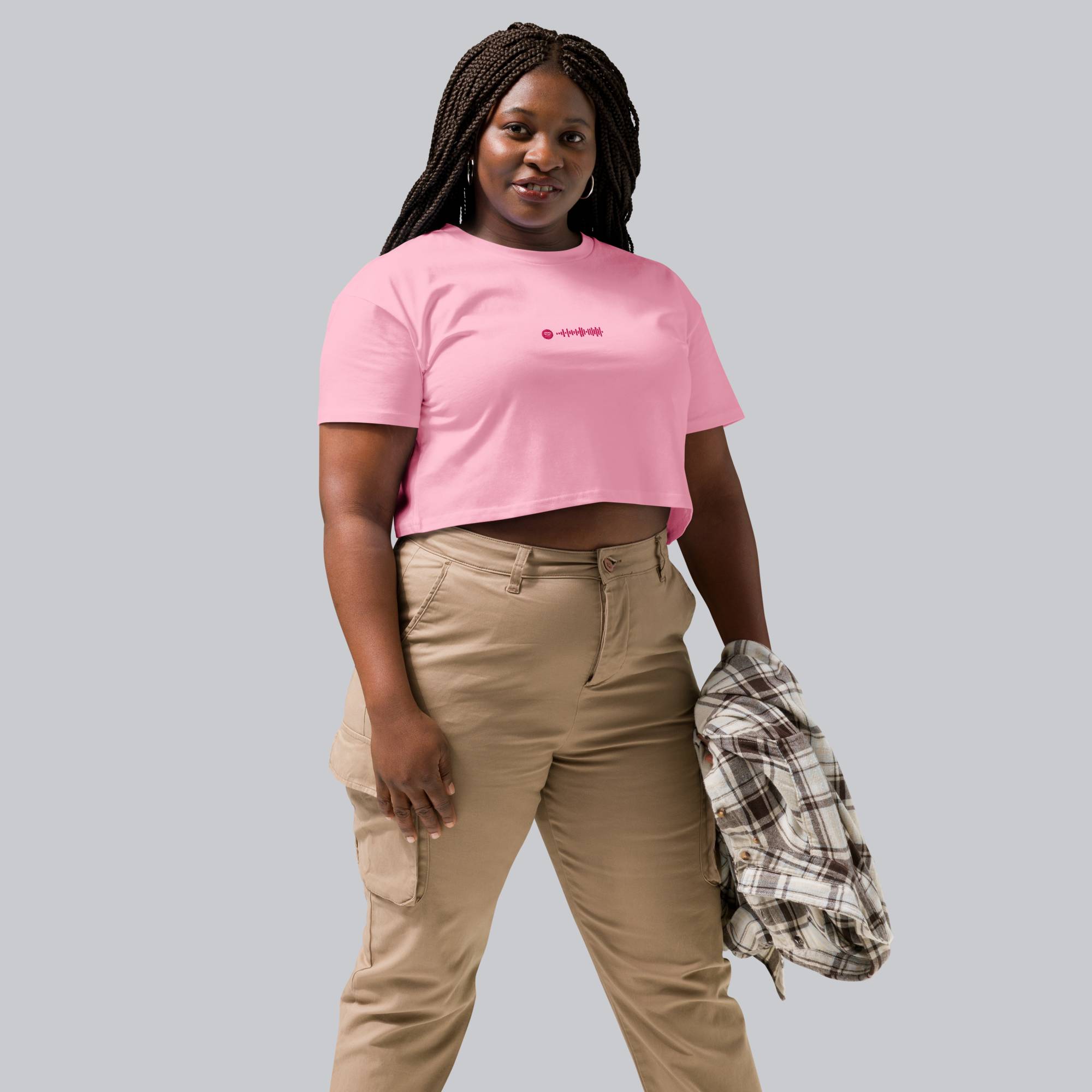 Pink Crop Top tshirt with custom Music Code