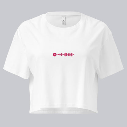 White Crop Top tshirt with custom Music Code