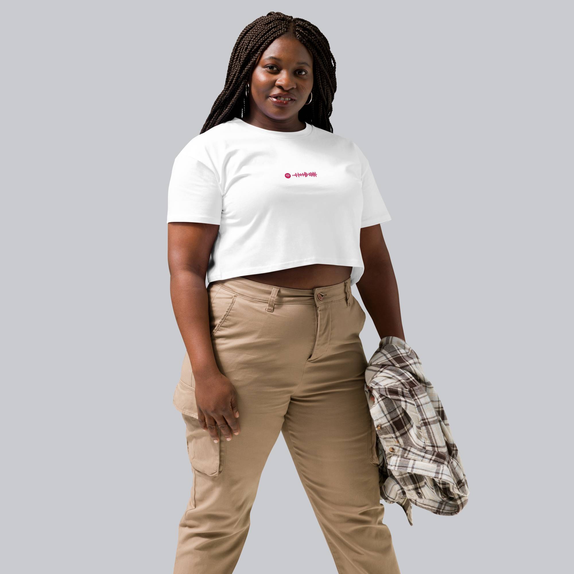 White Crop Top tshirt with custom Music Code