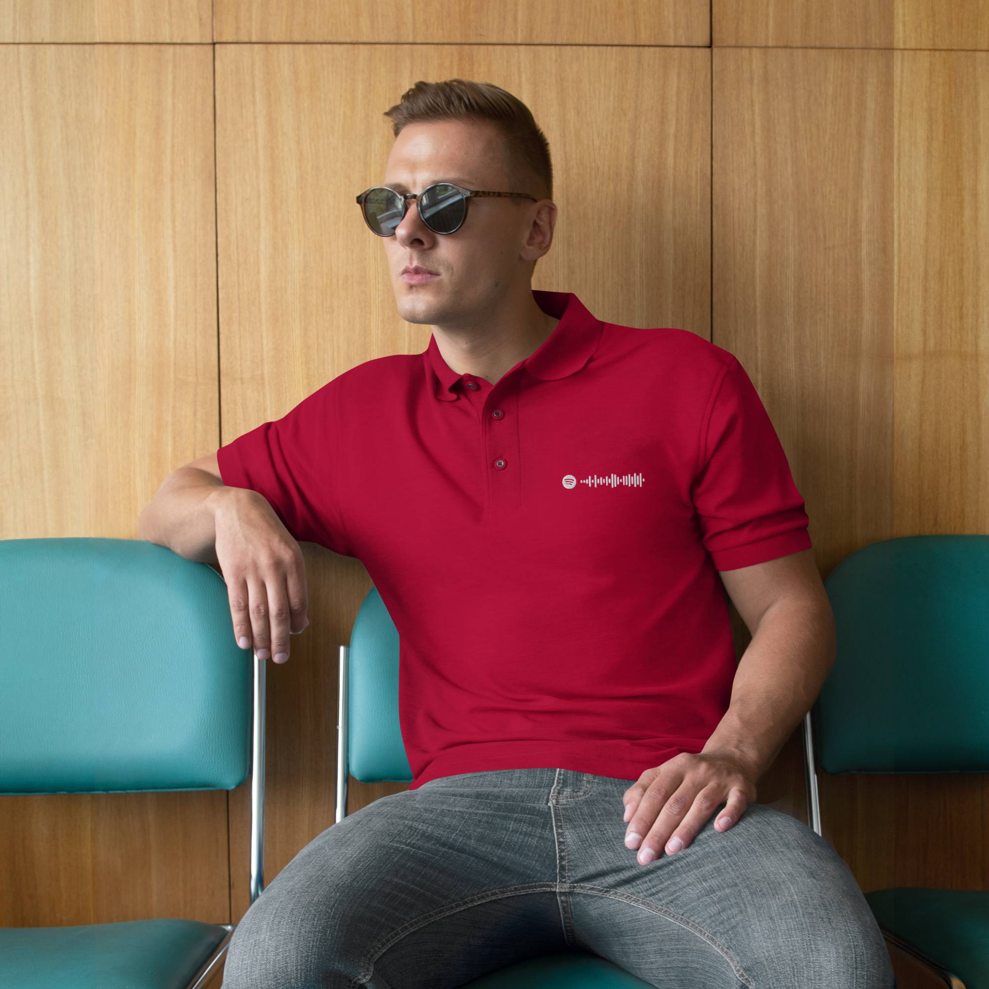 Red Polo Tshirt with custom Music Code