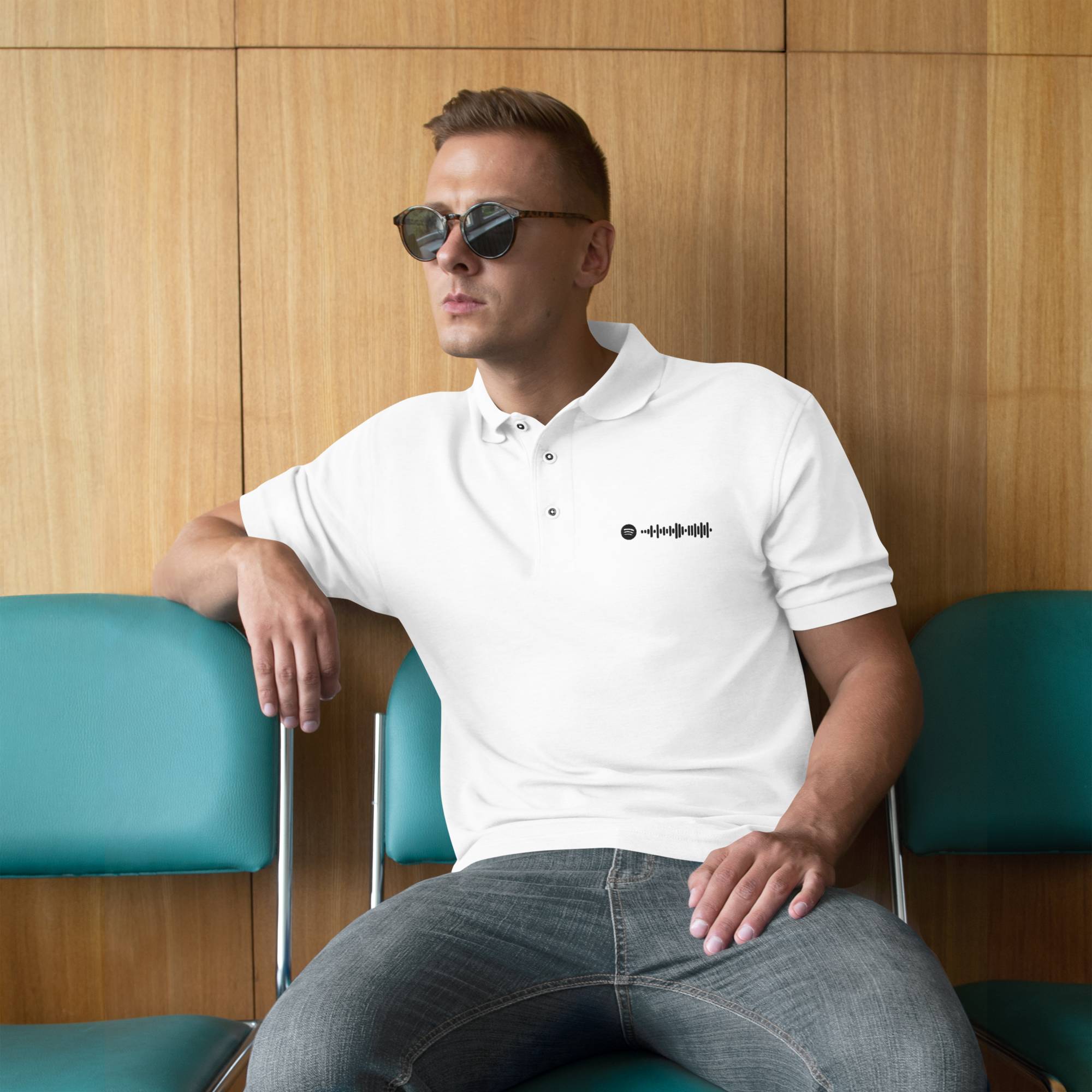 White Polo Tshirt with custom Music Code