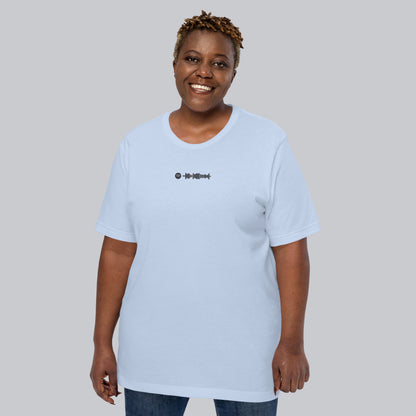 Baby blue unisex tshirt with custom music code