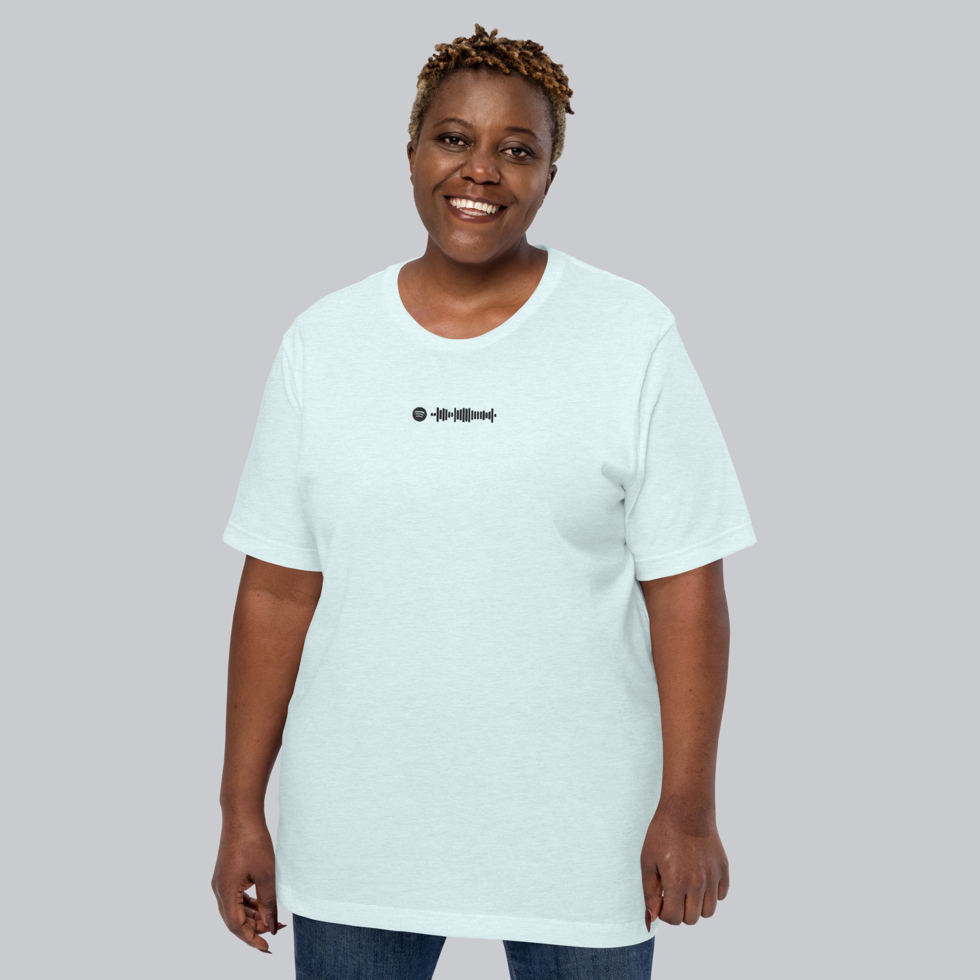 Light Blue unisex tshirt with custom music code